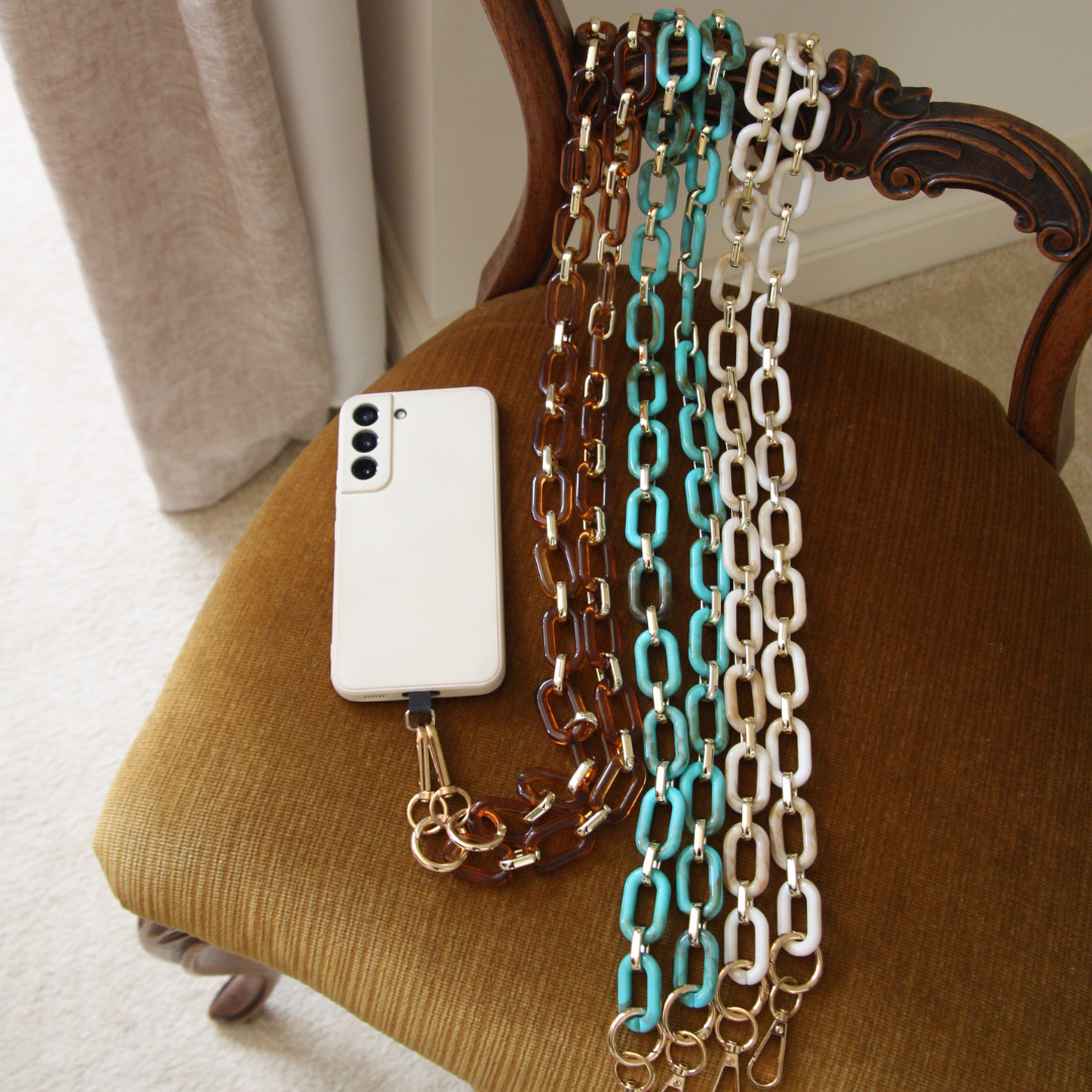 Crossbody Phone Strap - Anti Phone Theft - Long Phone Lanyard ''Chain'' Liza White