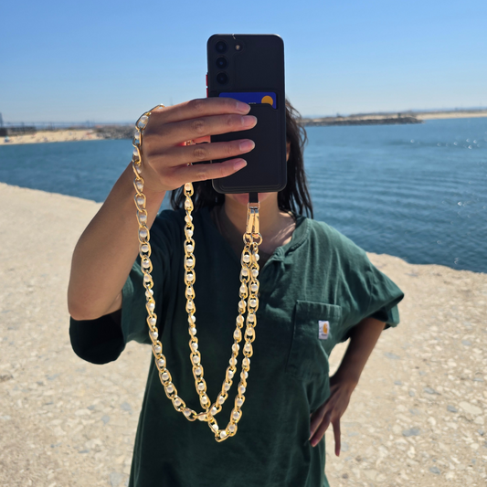 Crossbody Phone Strap - Anti Phone Theft - Long Phone Lanyard ''S&G'' Pretty Pearl