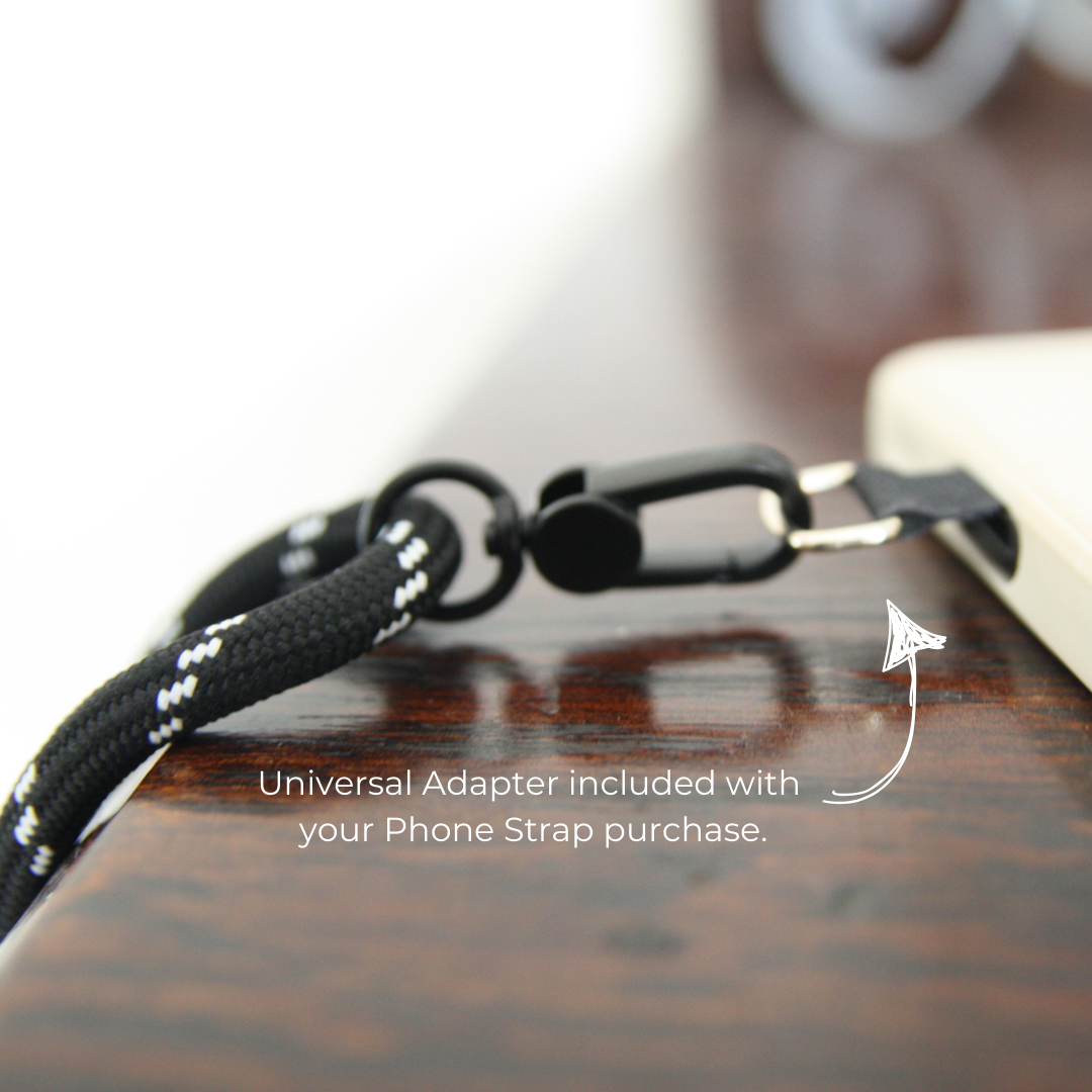 Crossbody Phone Strap - Anti Phone Theft - Long Phone Lanyard Black and White Stripes ''Essential''