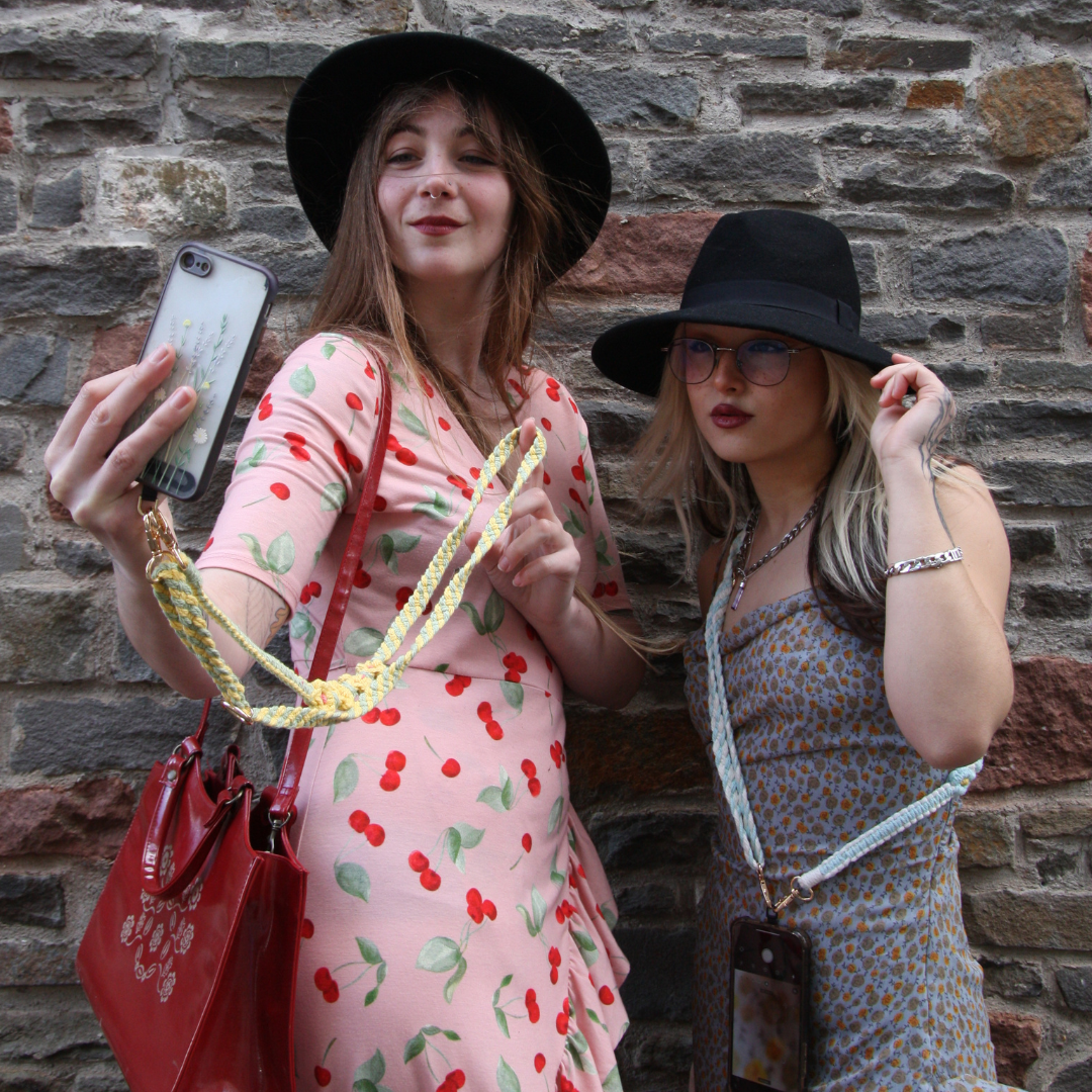 Crossbody Phone Strap - Anti Phone Theft - Long Phone Lanyard ''Dear Darling'' Flora Yellow